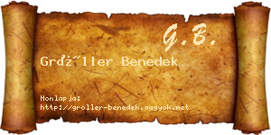 Gröller Benedek névjegykártya